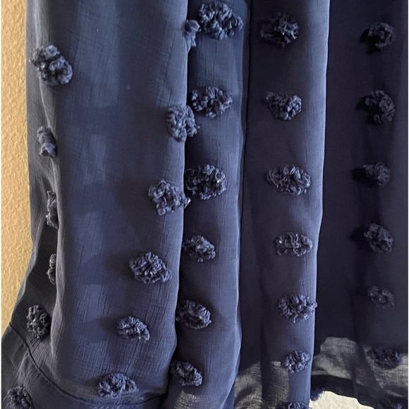 Navy blue Swiss dot blouse long sleeve - Picture 2 of 9